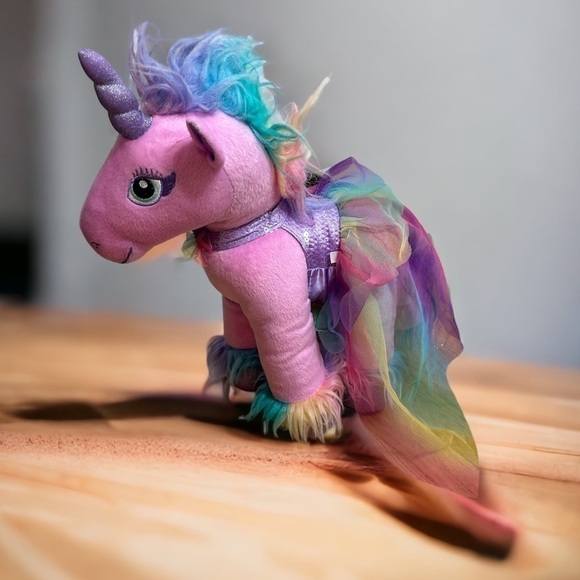Build a Bear Rainbow Unicorn Plush W/ Sparkle Tulle Dress Stuffed Animal Purple - Picture 1 of 10
